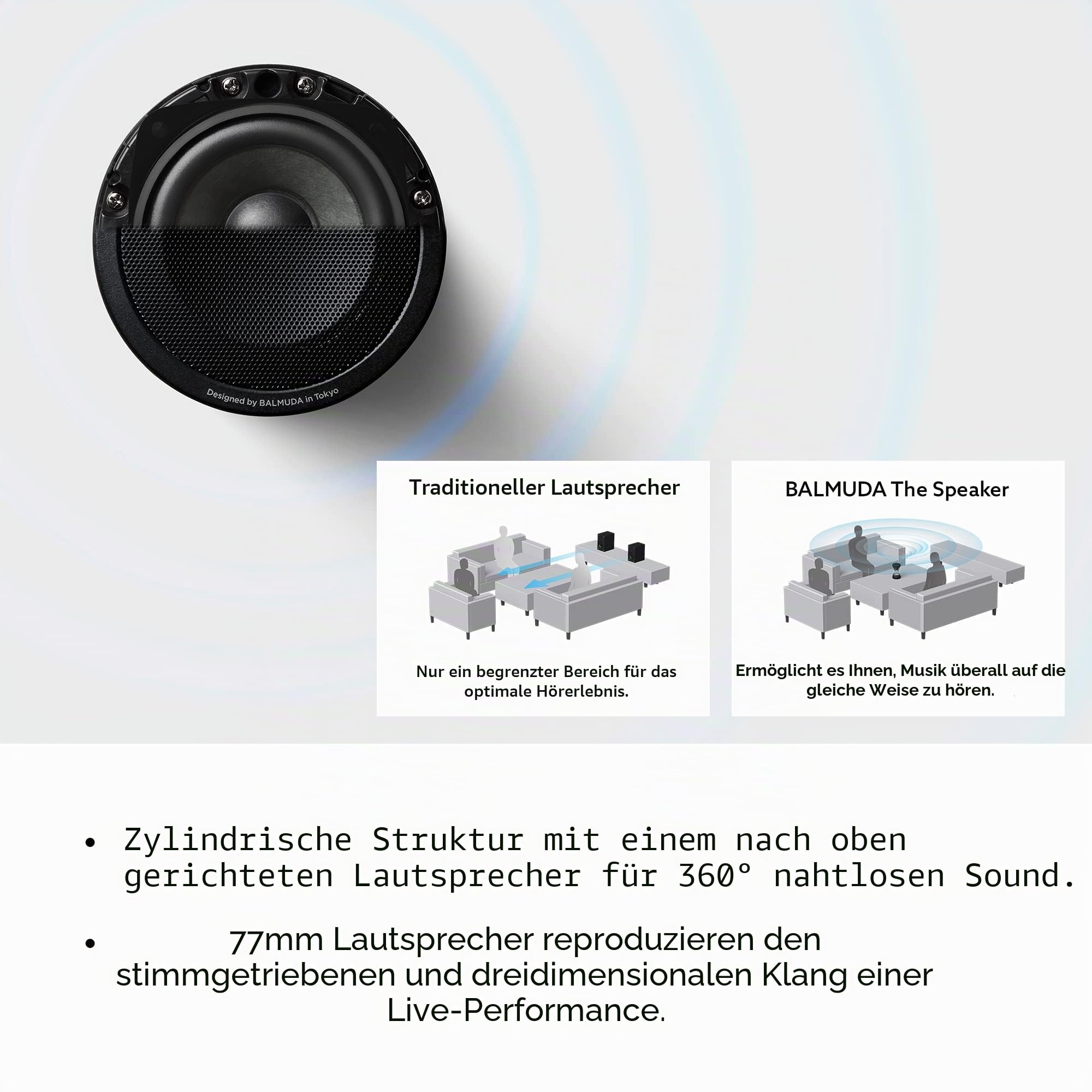 BALMUDA The Speaker | Portable Bluetooth Speaker | 3D Crystal
